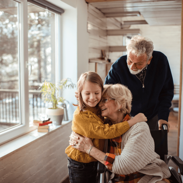 Grandparents with grandchild in nursing home